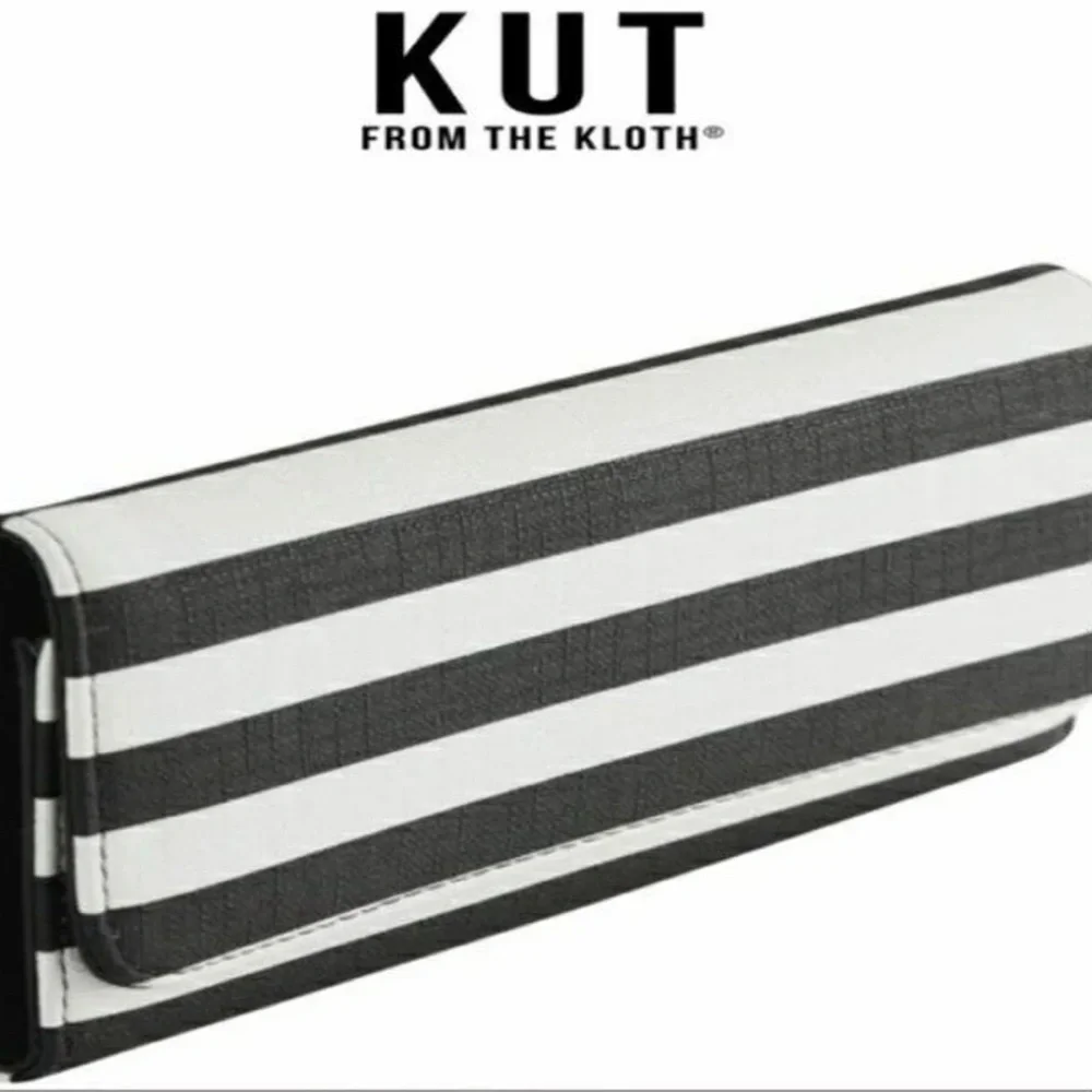 Kut from the Kloth black & white striped wallet NWT